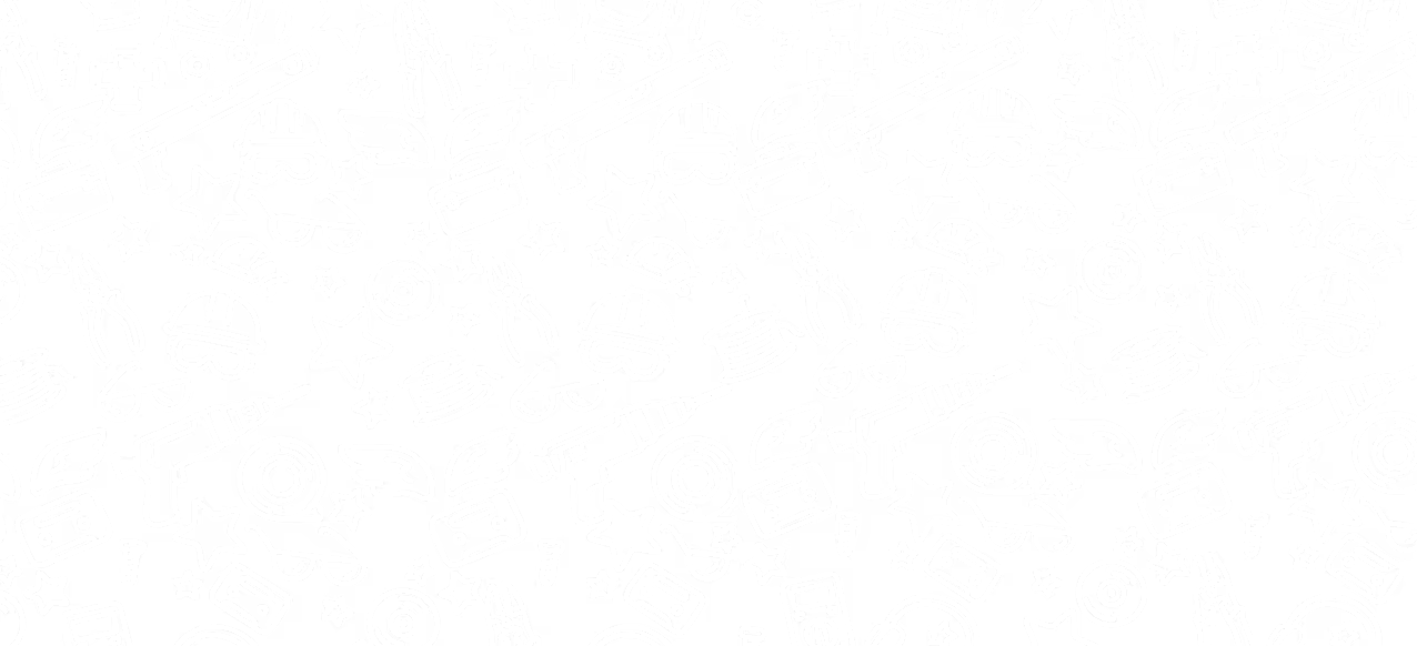 Seamless pattern of white line art construction tools and safety gear on black background.
